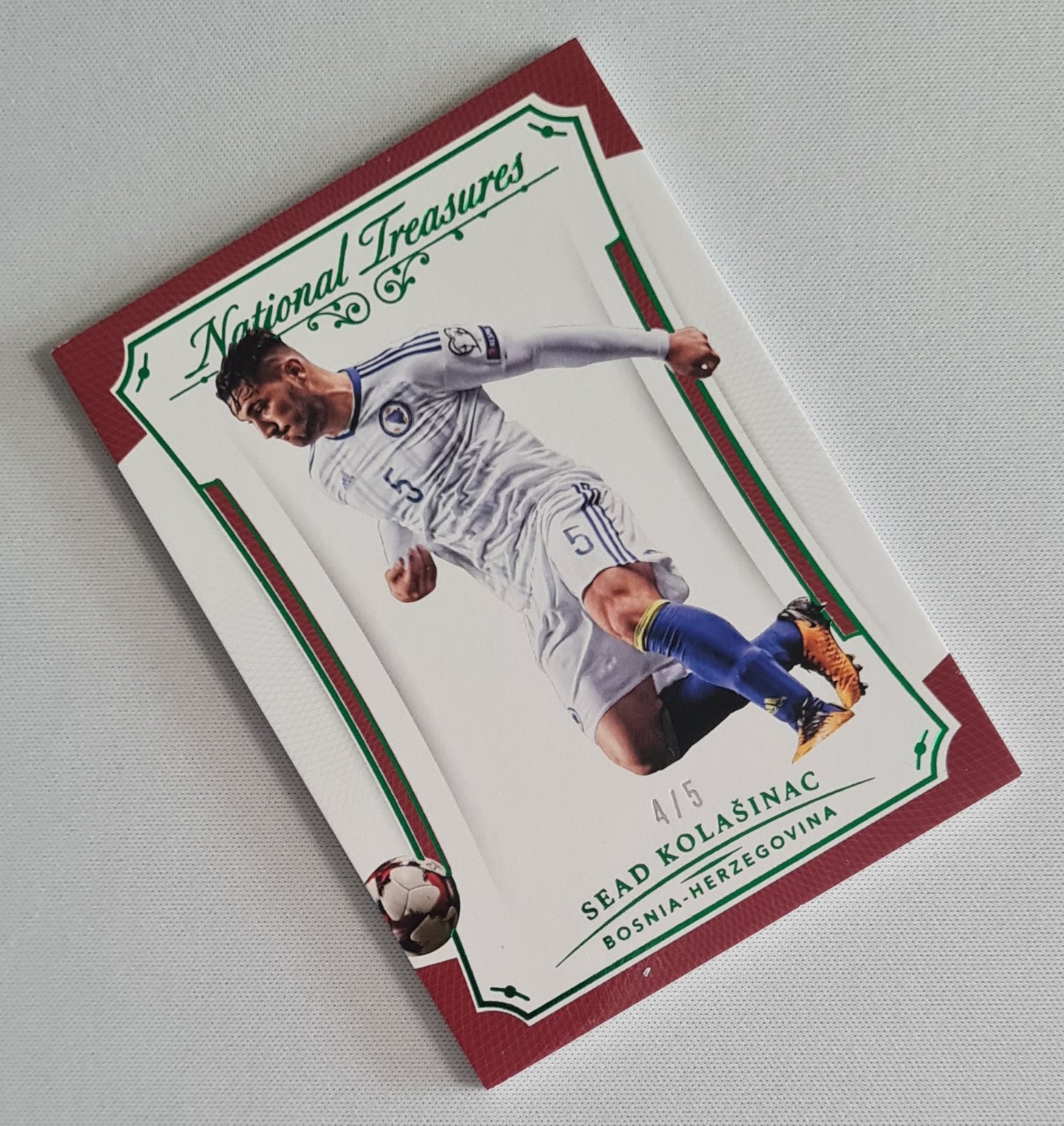 Sead Kolasinac - 2018 Panini National Treasures Soccer Emerald /5 #51 Bosnia Herzegovina