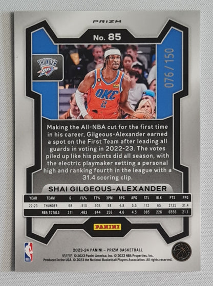 Shai Gilgeous Alexander - 2023/24 Panini Prizm Basketball Premium Factory Set /150 #85 Oklahoma City Thunder