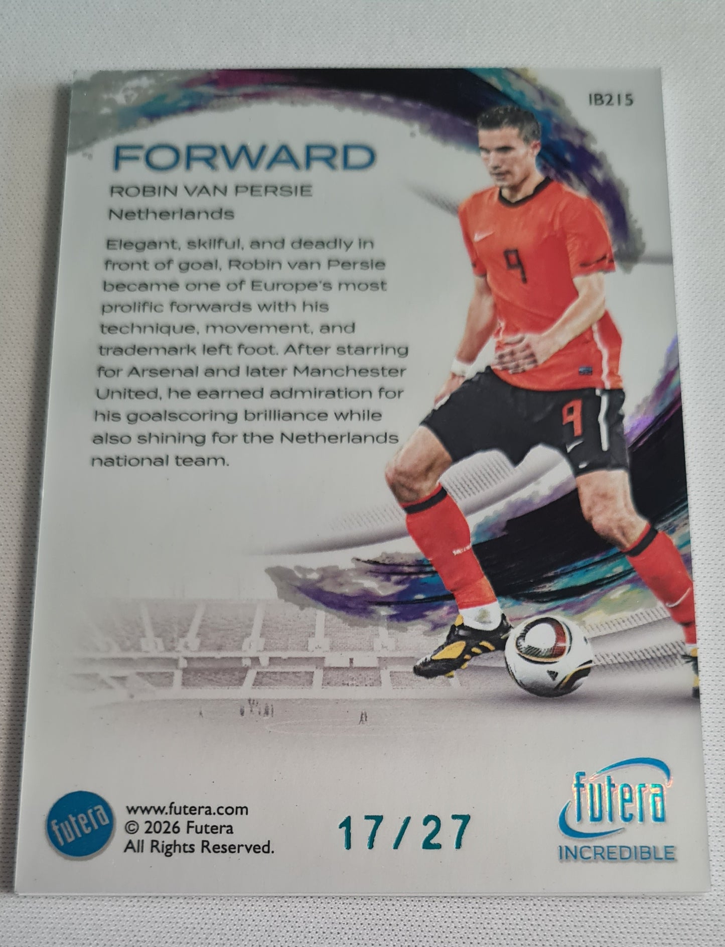 Robin van Persie - 2026 Futera Incredible Forward /27 #IB215 Netherlands