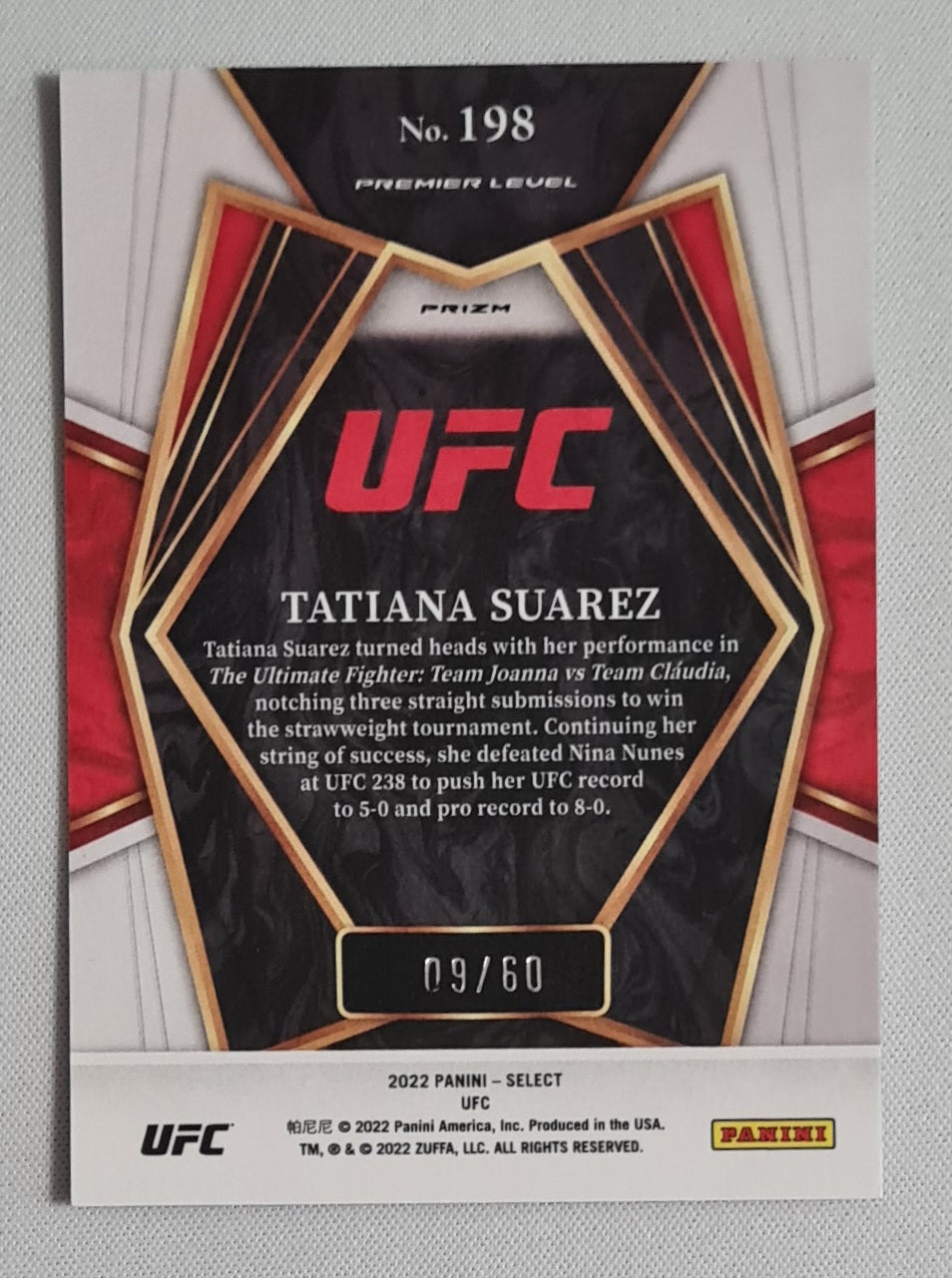 Tatiana Suarez - 2022 Panini Select UFC Purple Premier Level /60 #198