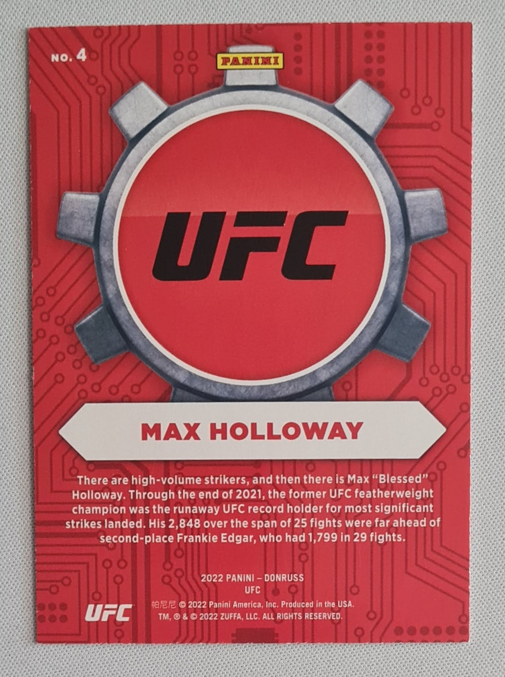 Max Holloway - 2022 Panini Donruss UFC Craftsmen #4