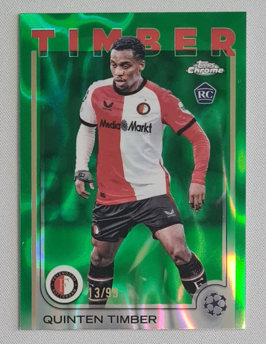 Quinten Timber - 2024/25 Topps Chrome UCC Green Wave /99 #43 Feyenoord