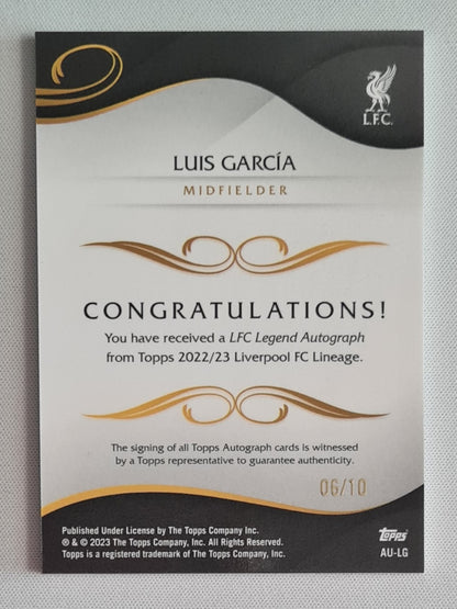 Luis Garcia - 2022/23 Topps Liverpool FC Lineage Black Auto /10 #AU-LG