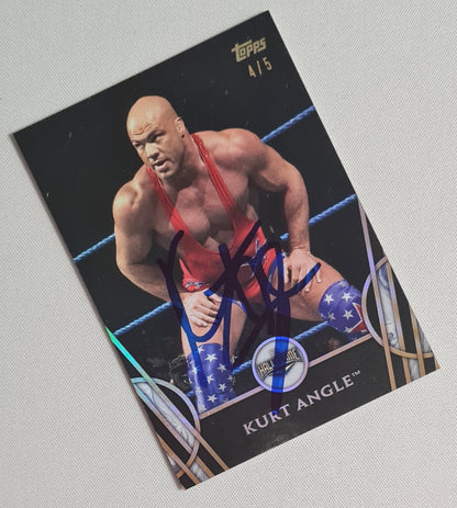 Kurt Angle - 2018 Topps WWE Hall of Fame Black /5 On Card Auto #32