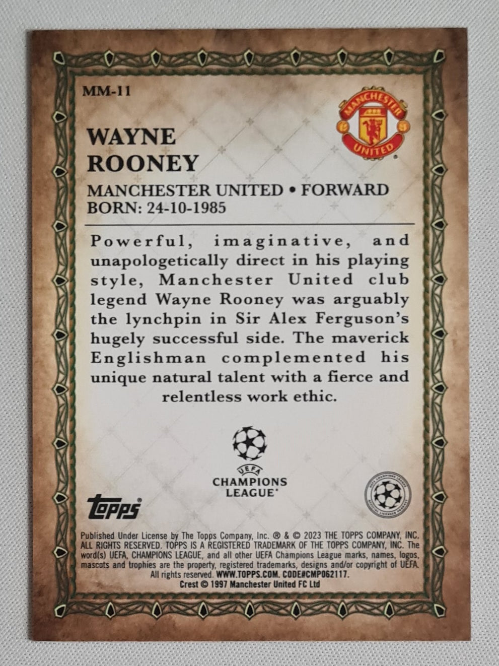 Wayne Rooney - 2022/23 Topps Merlin UEFA Soccer Merlin's Masters #MM-11 Manchester United