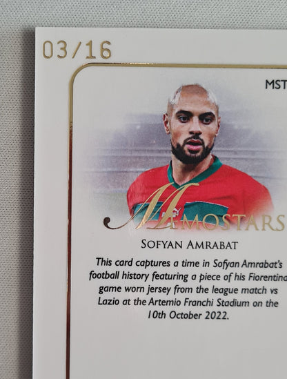 Sofyan Amrabat - 2023 Futera Unique Memostars /16 Patch Game Worn #MST01 Morocco