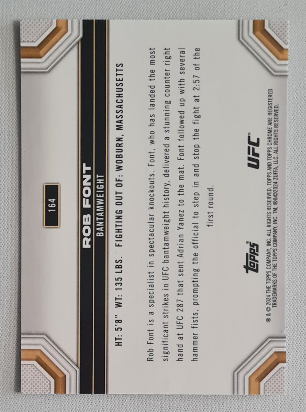 Rob Font - 2024 Topps Chrome UFC Checkerboard #164