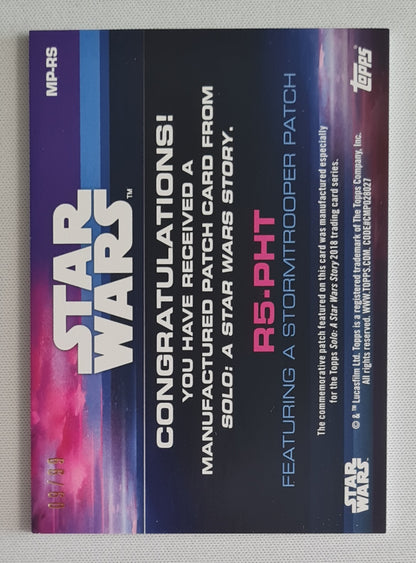 R5-PHT - 2018 Topps Star Wars Solo Manufactured Patch Card Pink #MP-RS /99