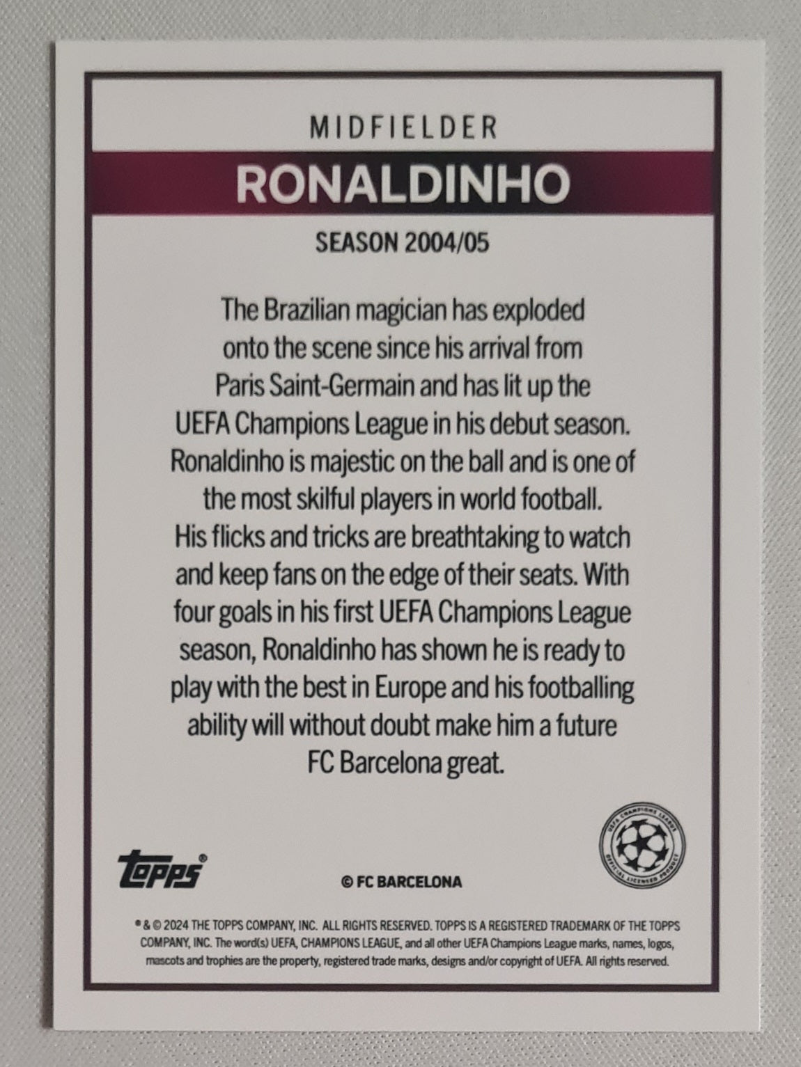 Ronaldinho - 2024 Topps Lost Rookie FC Barcelona