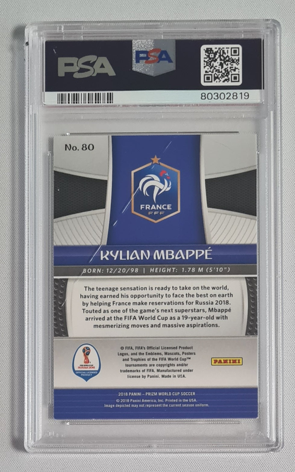 Kylian Mbappe - 2018 Panini Prizm World Cup PSA 8 #80 France