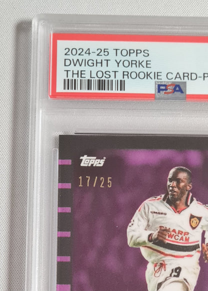 Dwight Yorke - 2024/25 Topps UCL The Lost Rookie Purple /25 PSA 8 Manchester United