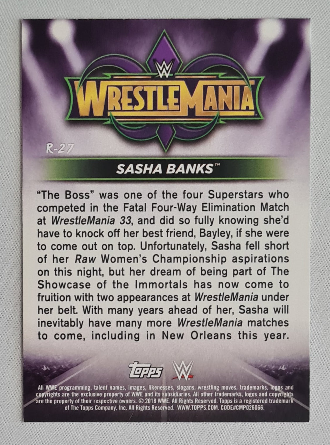 Sasha Banks - 2018 Topps WWE Wrestlemania #R-27