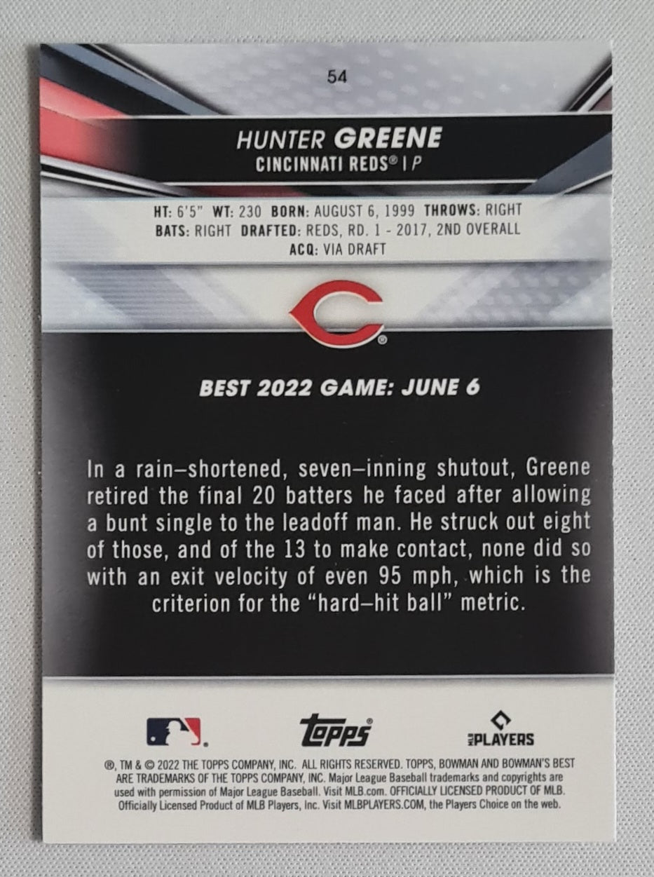 Hunter Greene - 2022 Bowmans Best #54 Cincinnati Reds