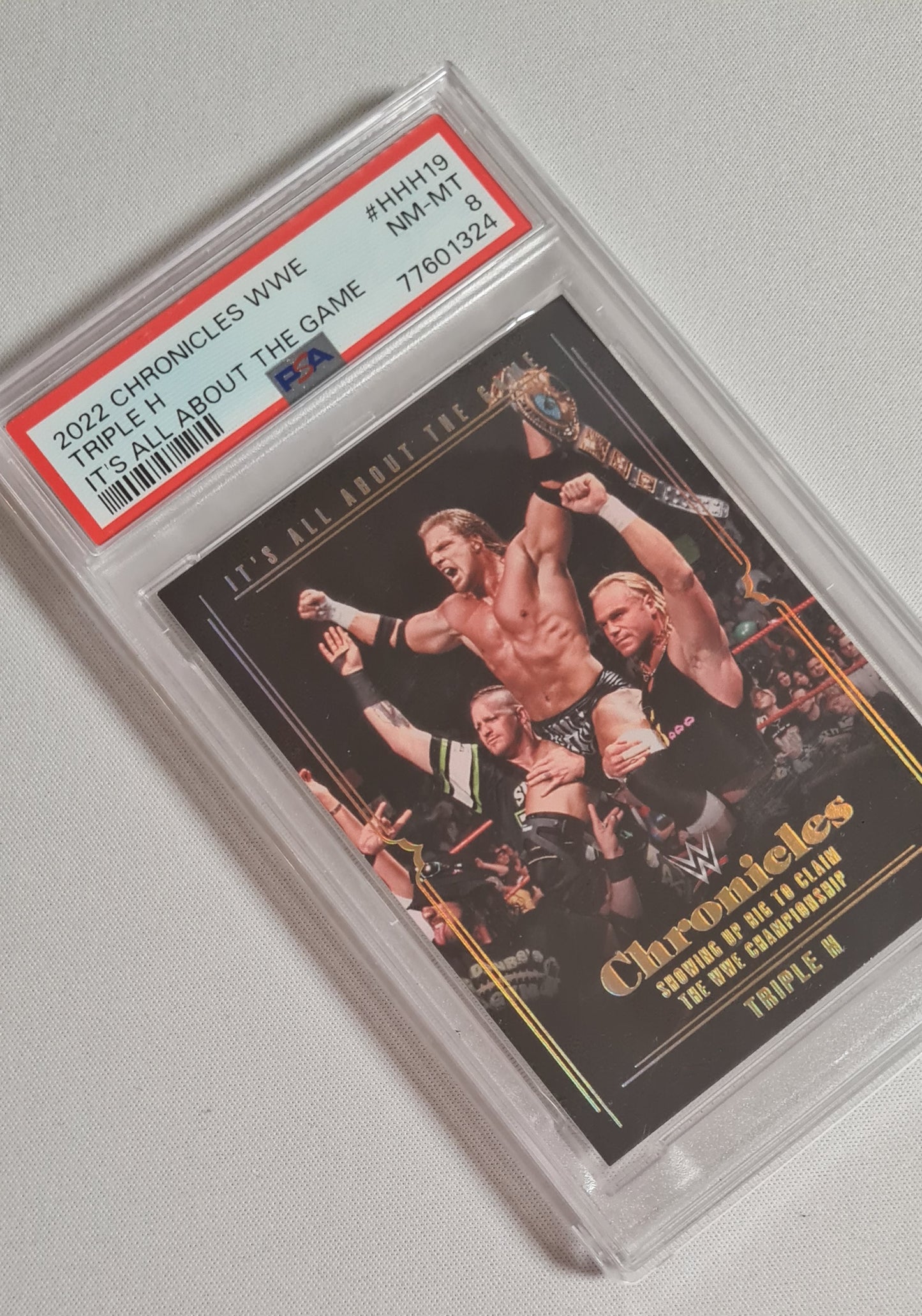 Triple H - 2022 Panini Chronicles WWE Its All About The Game PSA 8 #HHH19