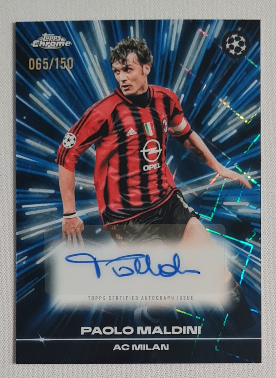 Paolo Maldini - 2025/26 Topps Chrome UCC Black Lazer Auto /150 #BLA-PM AC Milan