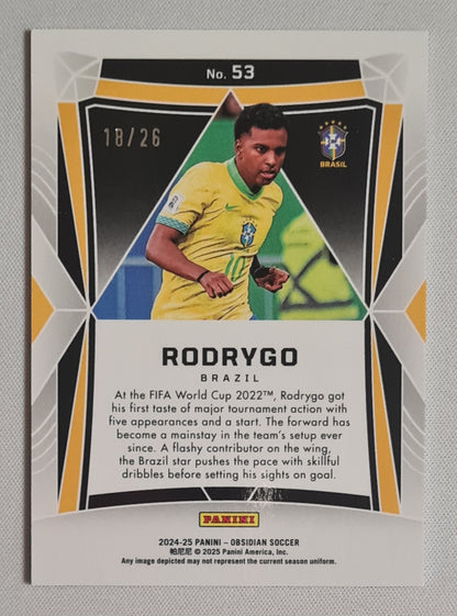 Rodrygo - 2024/25 Panini Obsidian Electric Etch Green Flood /26 #53 Brazil