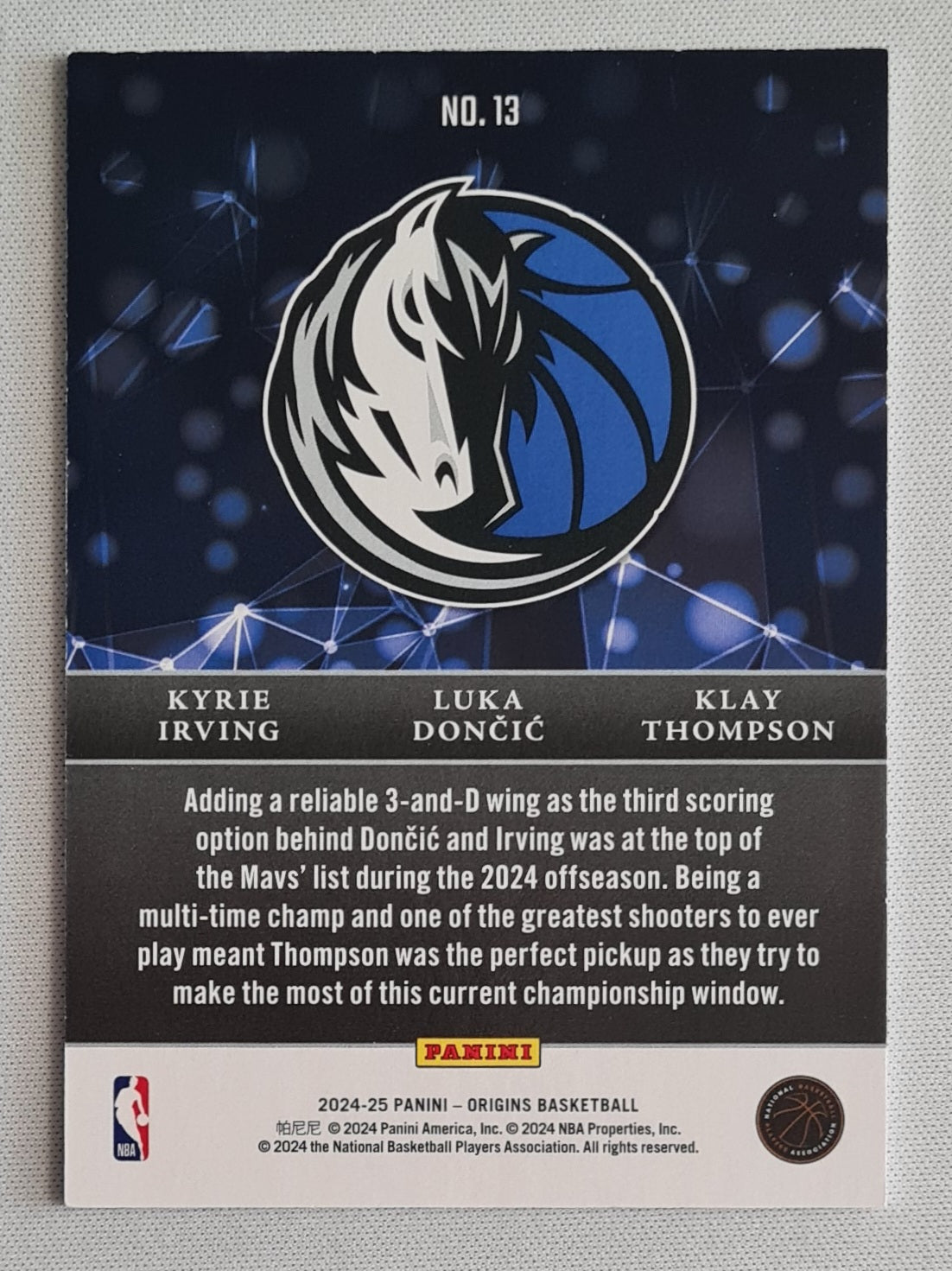 Irving & Doncic & Thompson - 2024/25 Panini Origins Nucleus #13 Dallas Mavericks