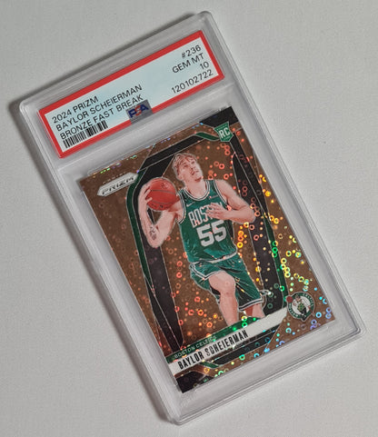 Baylor Scheierman - 2024 Panini Prizm Bronze Fast Break /20 PSA 10 #236 Boston Celtics