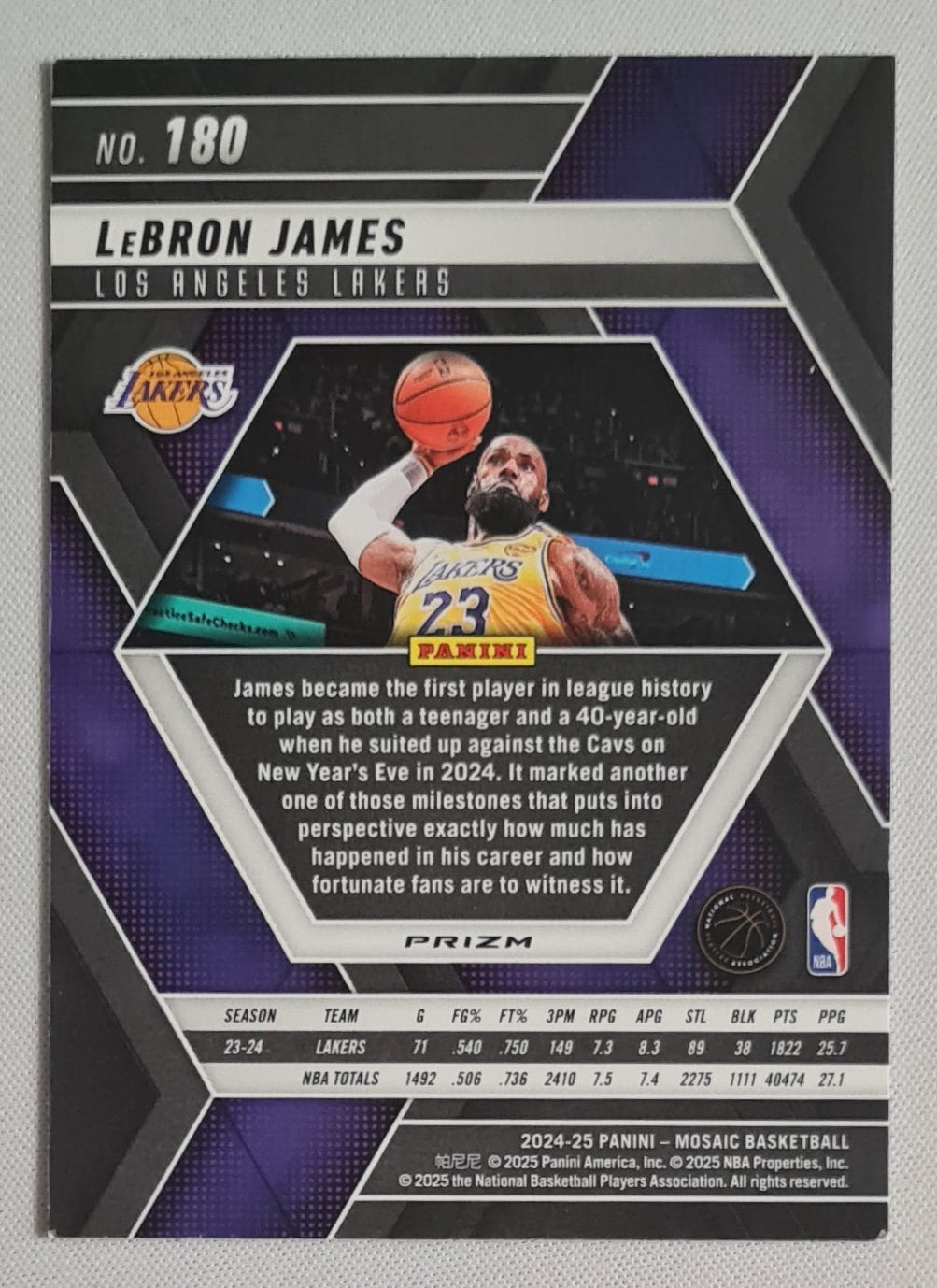 LeBron James - 2024/25 Panini Mosaic Reactive Blue #180 Los Angeles Lakers