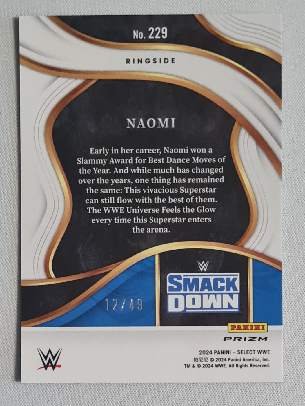 Naomi - 2024 Panini Select Ringside Prizm Blue Wave /49 #229