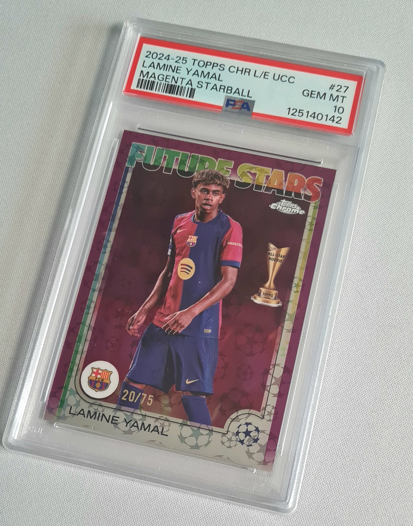 Lamine Yamal - 2024/25 Topps Chrome UCC Future Stars Magenta Starball PSA 10 #27 FC Barcelona