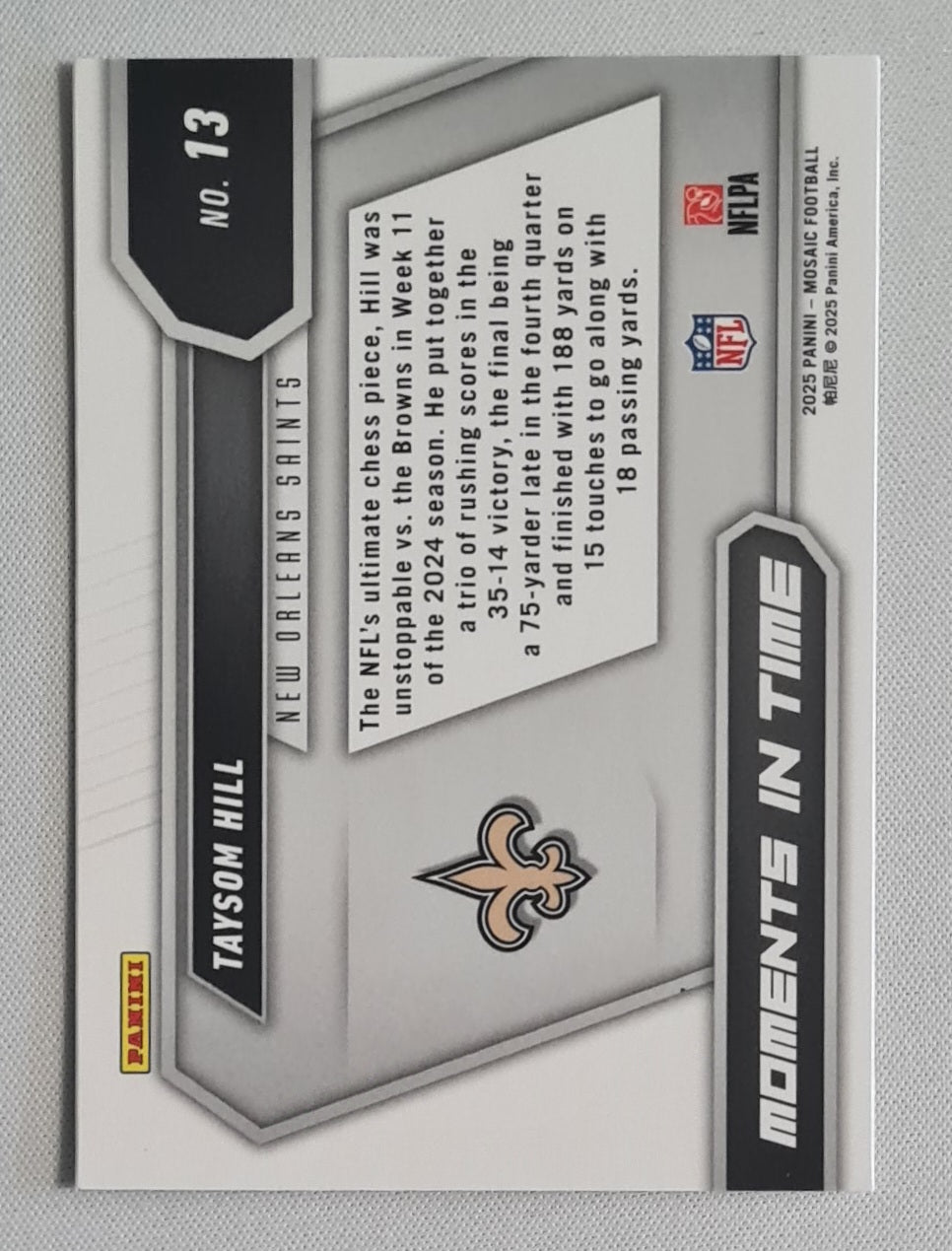 Taysom Hill - 2025 Panini Mosaic Football Moments in Time #13 New Orleans Saints
