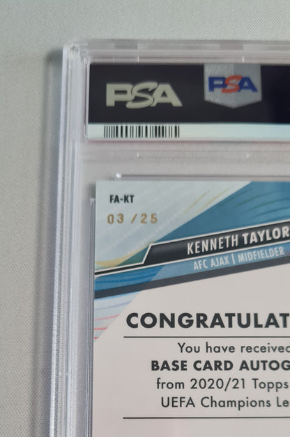 Kenneth Taylor - 2020 Topps Finest UCL Orange Wave Auto /25 Rookie Card PSA 10 #KT AFC Ajax