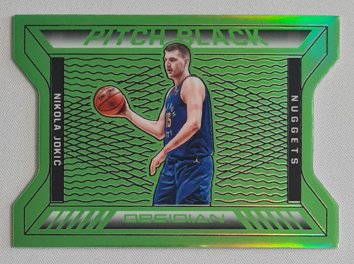 Nikola Jokic - 2020/21 Panini Obsidian Basketball Pitch Black Green Flood #24 Denver Nuggets