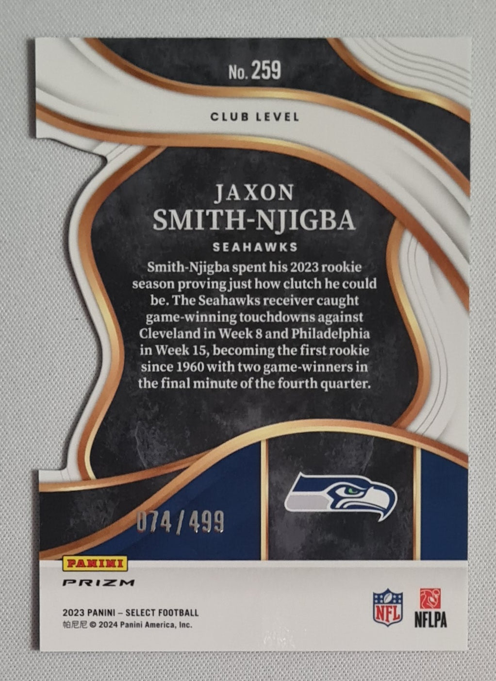 Jaxon Smith Njigba - 2023 Panini Select Neon Green Prizm Club #259 Seattle Seahawks