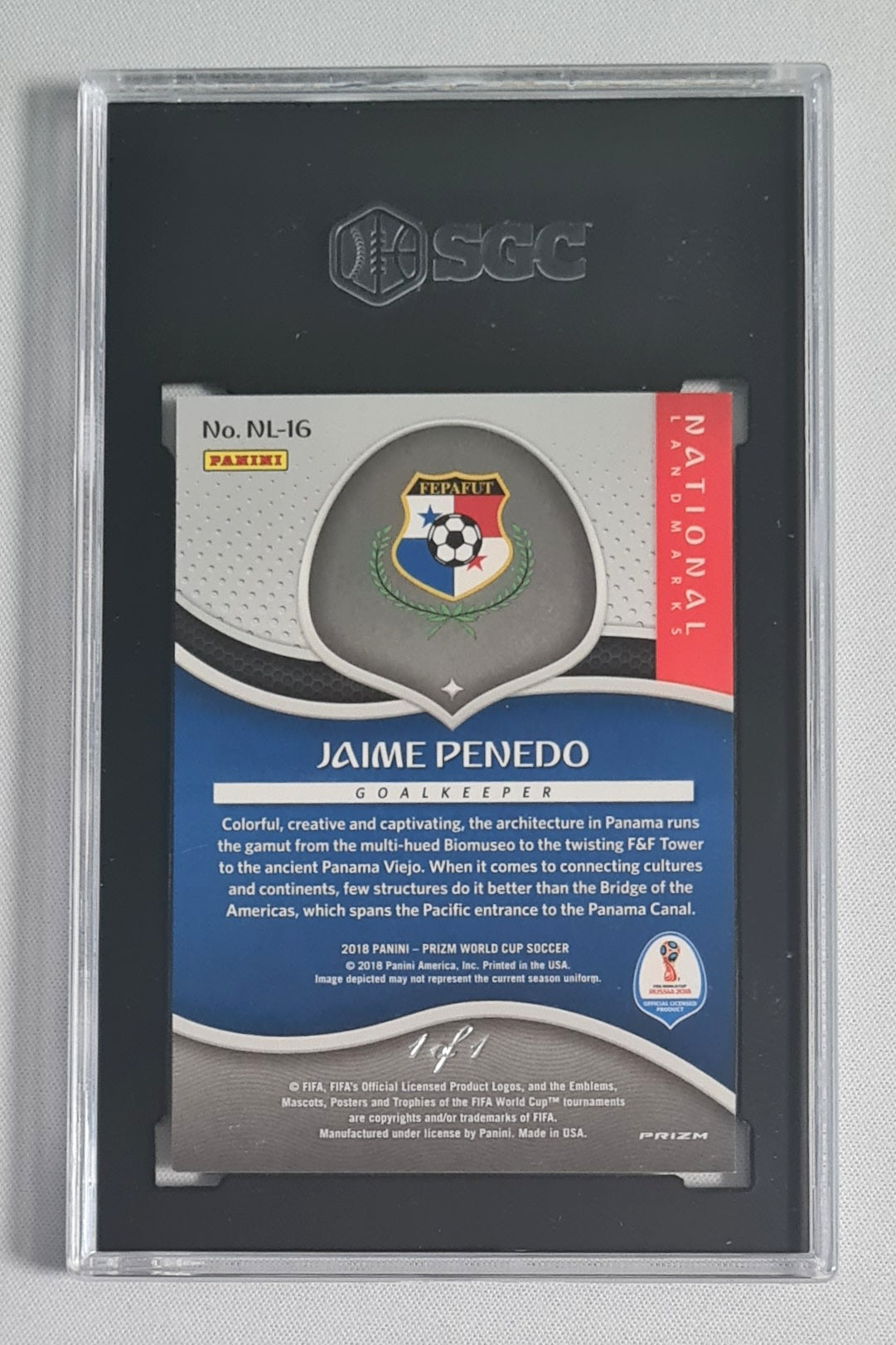 Jaime Penedo - 2018 Panini Prizm World Cup National Landmarks Scope Prizm 1 of 1! #NL-16 Panama
