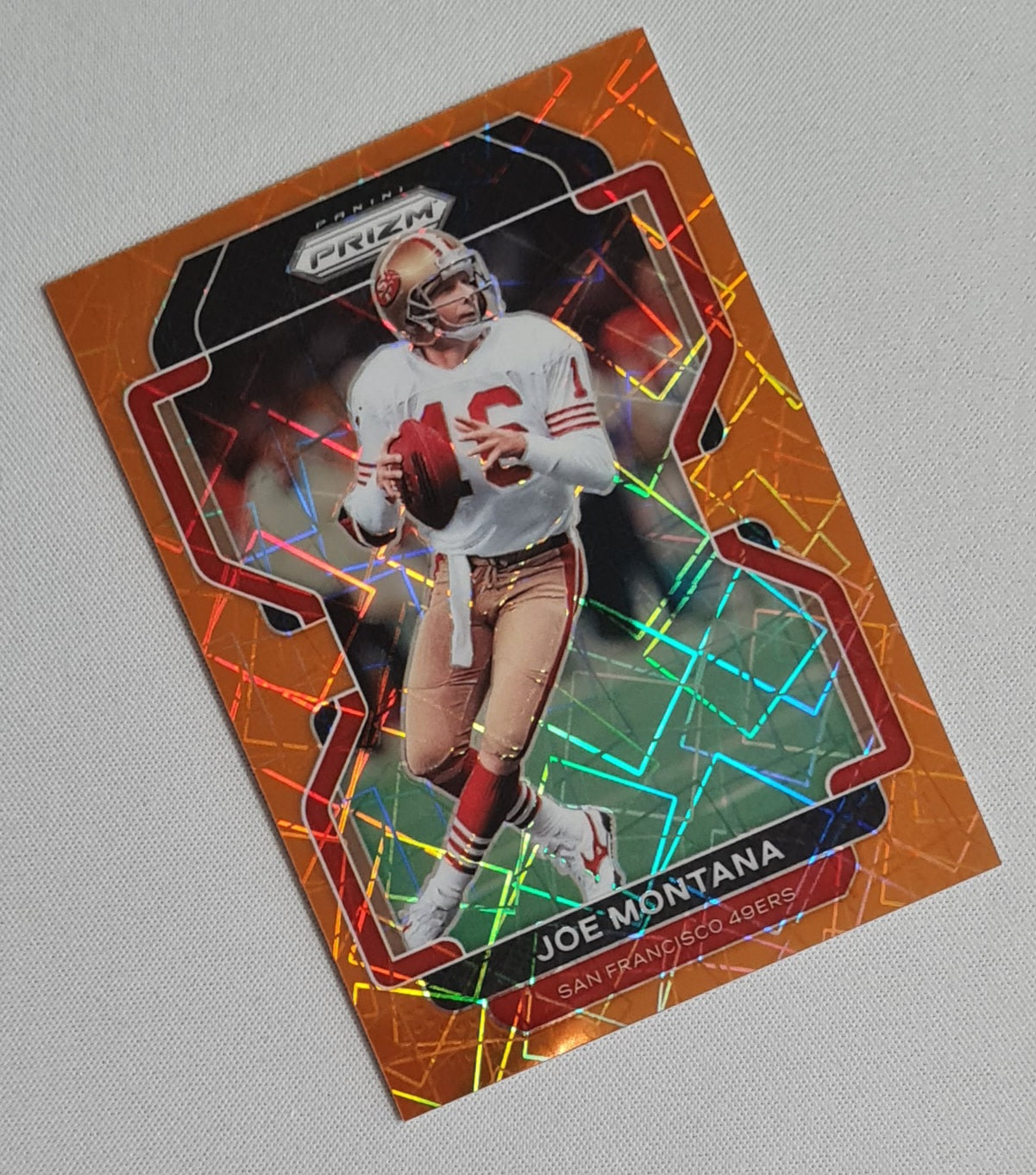 Joe Montana - 2021 Panini Prizm Orange Lazer Prizm #60 San Francisco 49ers