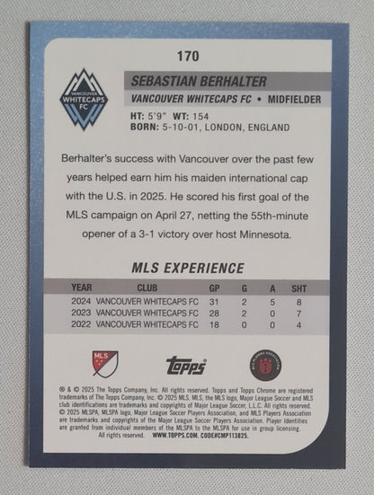 Sebastian Berhalter - 2025 Topps Chrome Sapphire MLS #170 Vancouver Whitecaps FC