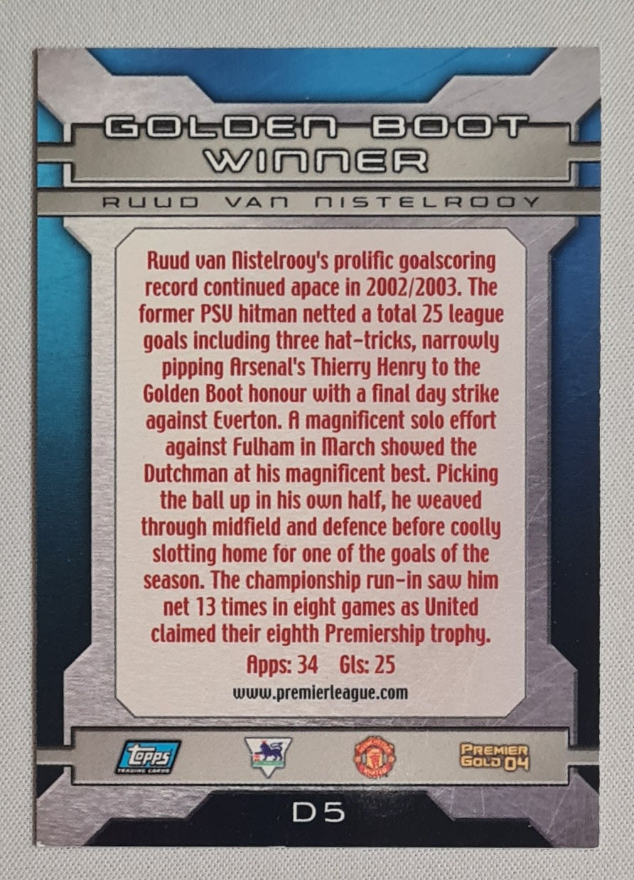 Ruud van Nistelrooy - 2004 Topps Premier Gold Golden Boot Winner #D5 Manchester United