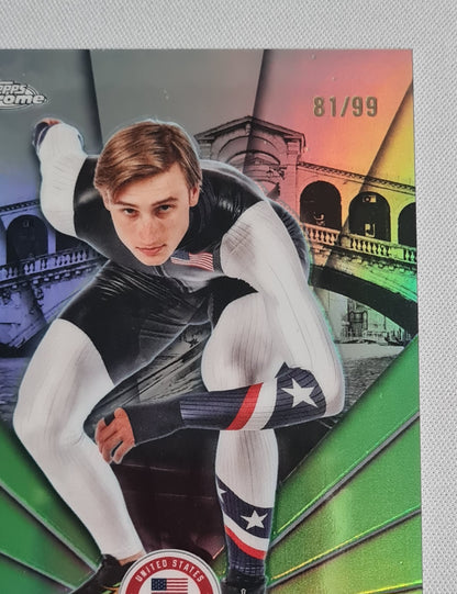 Jordan Stolz - 2026 Topps Chrome Winter Olympics Speedskating Green /99 #BU-11
