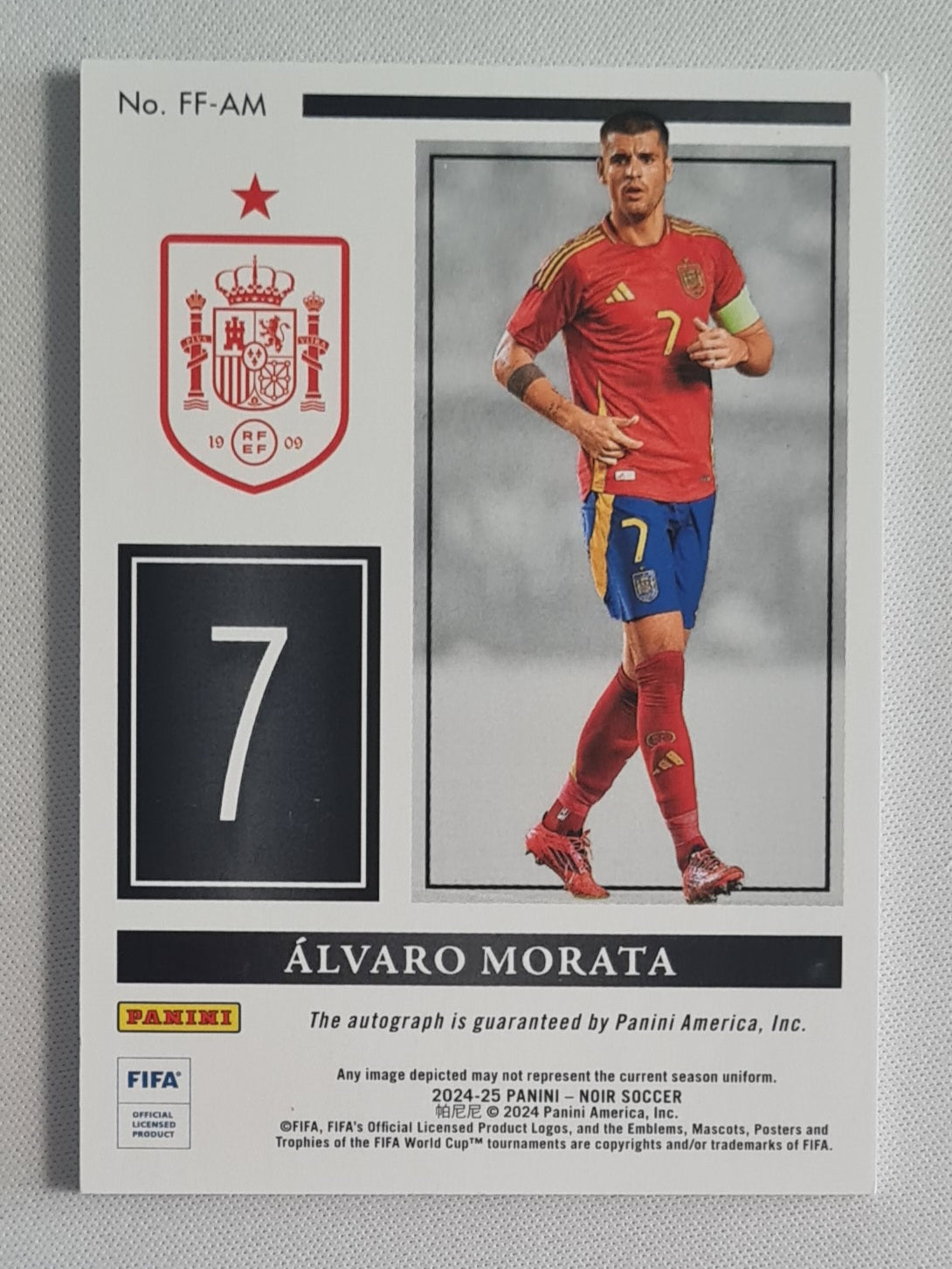 Alvaro Morata - 2024/25 Panini Noir Freeze Frame Signatures /49 #FF-AM Spain