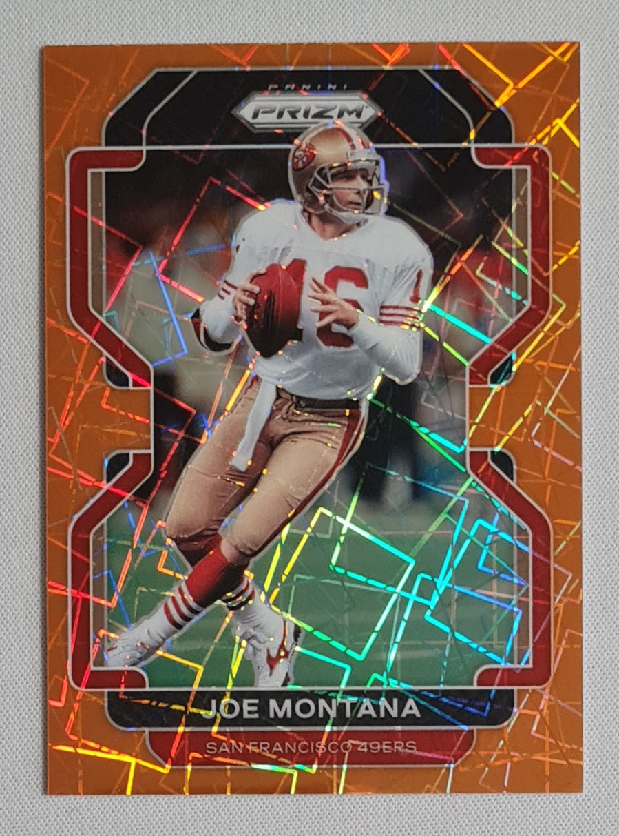 Joe Montana - 2021 Panini Prizm Orange Lazer Prizm #60 San Francisco 49ers