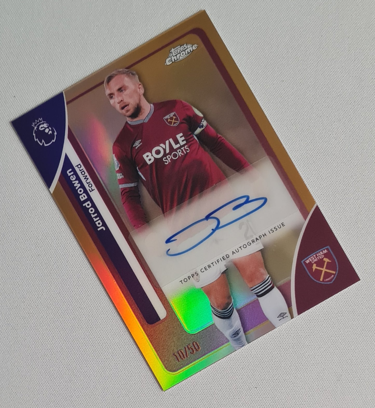 Jarrod Bowen - 2026 Topps Chrome Premier League Gold Auto /50 #CA-BO West Ham United