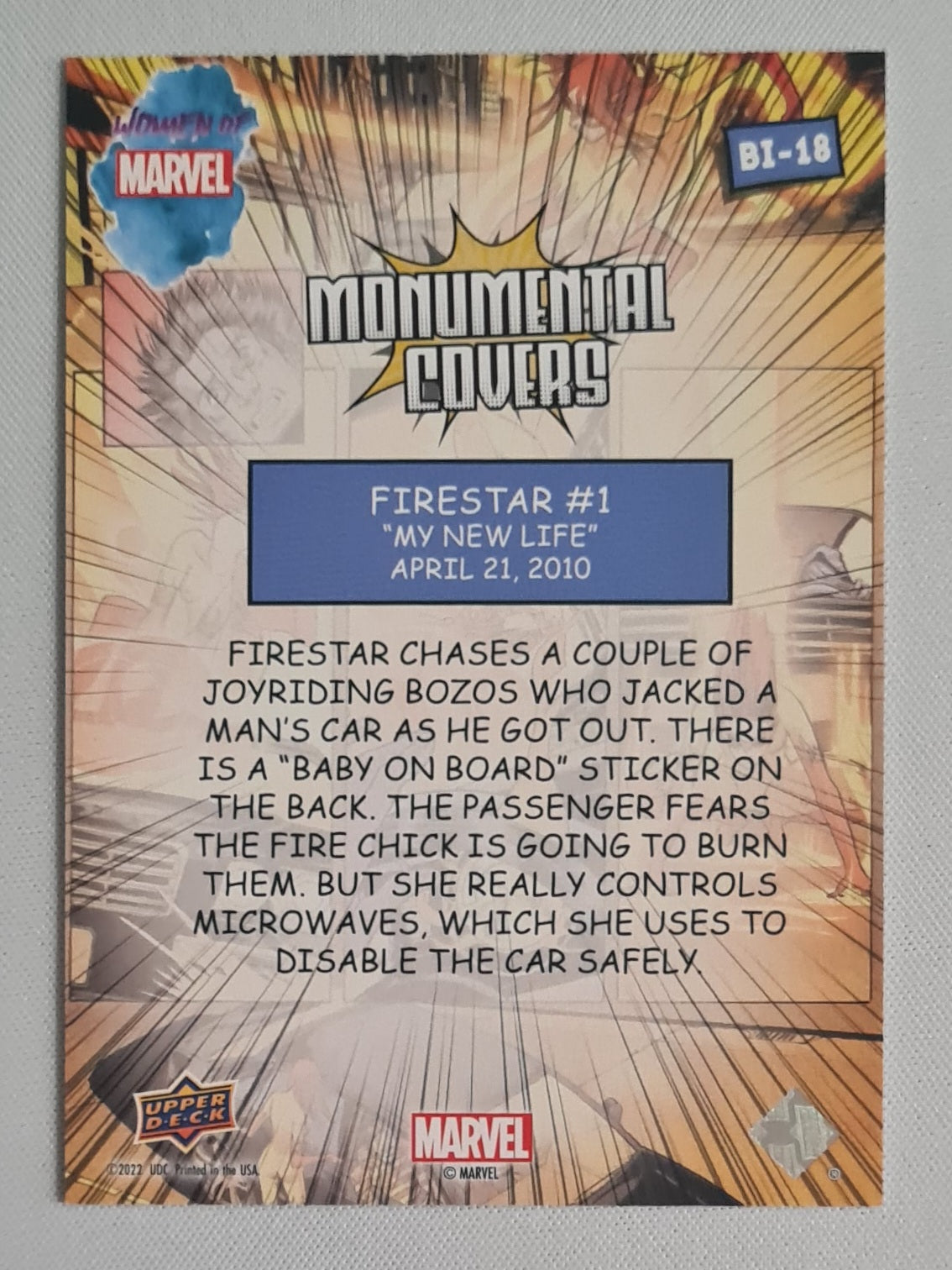Firestar - 2022 Upper Deck Women of Marvel Monumental Covers #BI-18