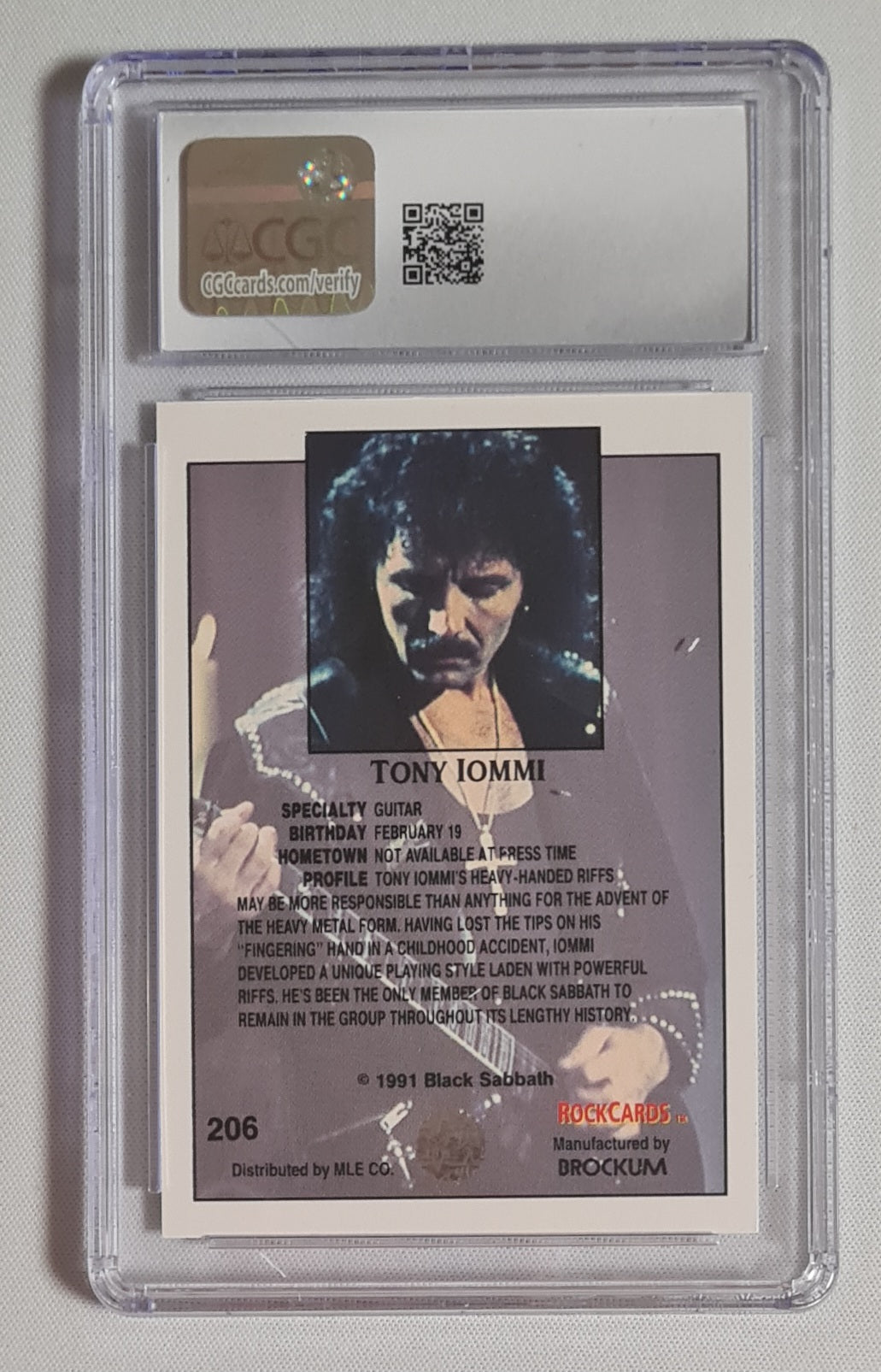 Tony Iommi Black Sabbath - 1991 Brockum Rock Cards CGC 10 #206