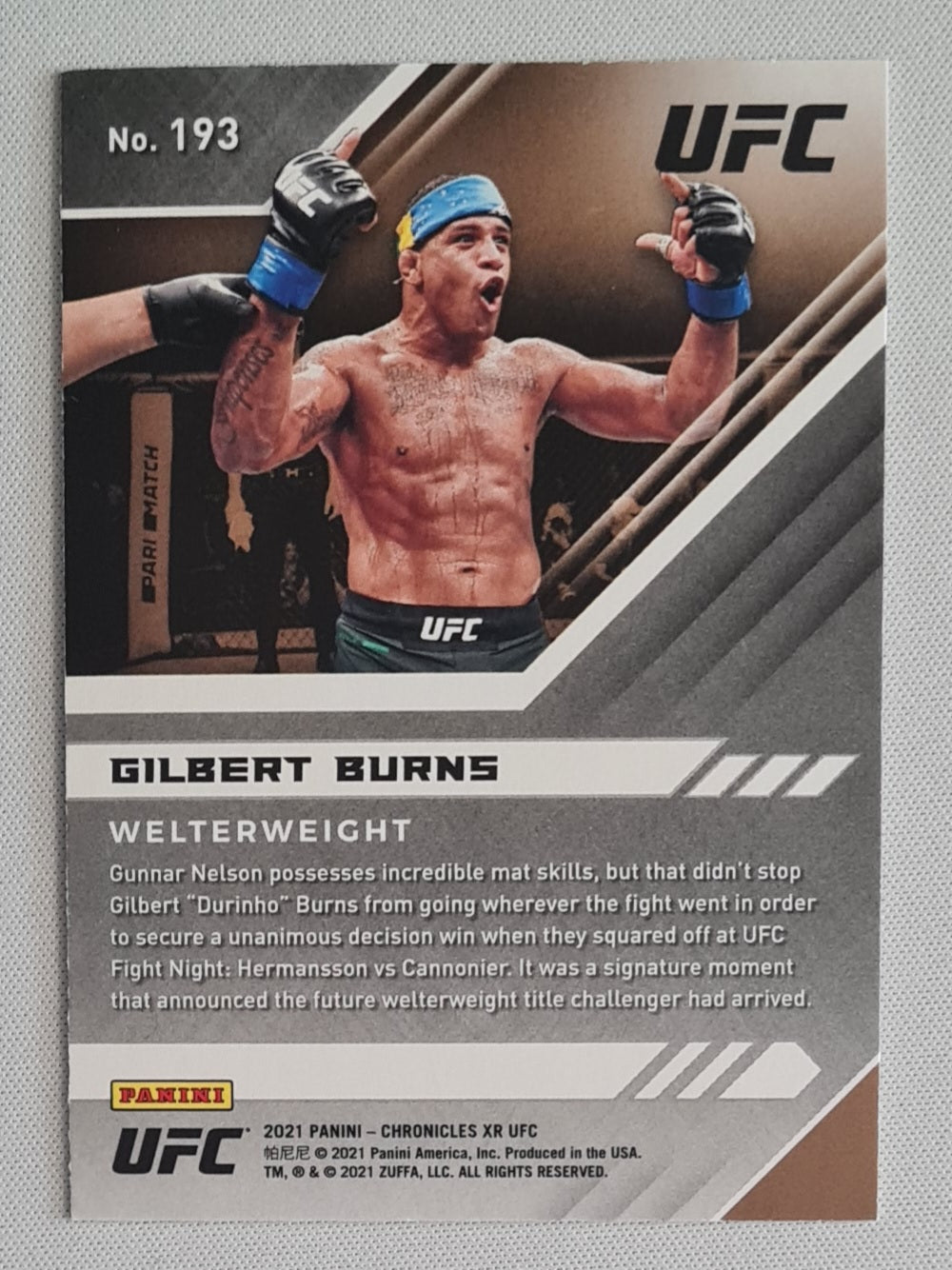 Gilbert Burns - 2021 Panini Chronicles XR UFC Rookie Card #193