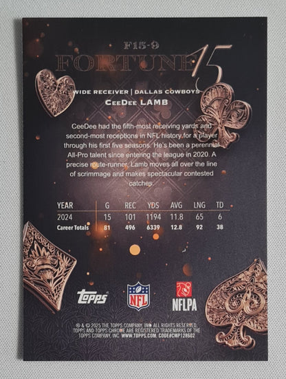 CeeDee Lamb - 2025 Topps Chrome NFL Fortune 15 #F15-9 Dallas Cowboys