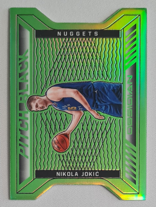 Nikola Jokic - 2020/21 Panini Obsidian Basketball Pitch Black Green Flood #24 Denver Nuggets