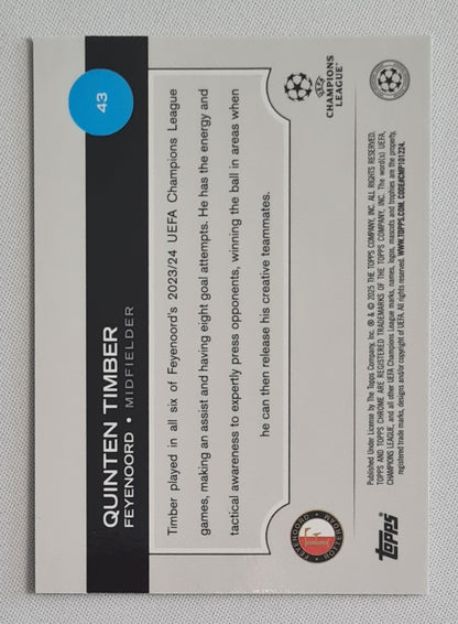 Quinten Timber - 2024/25 Topps Chrome UCC Green Wave /99 #43 Feyenoord