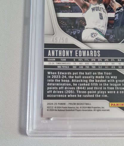 Anthony Edwards - 2024 Panini Prizm Pink Fast Break /50 PSA 10 #100 Minnesota Timberwolves