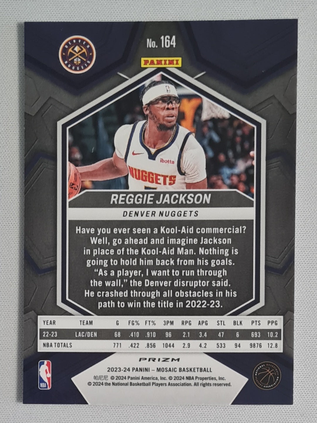 Reggie Jackson - 2023/24 Panini Mosaic White Sparkle #164 Denver Nuggets
