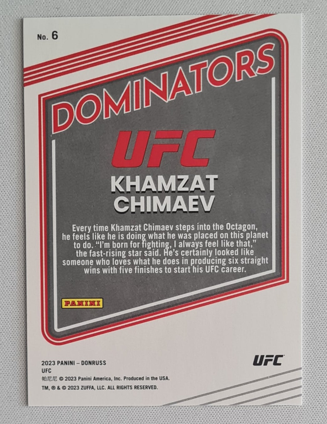 Khamzat Chimaev - 2023 Panini Donruss UFC Dominators #6