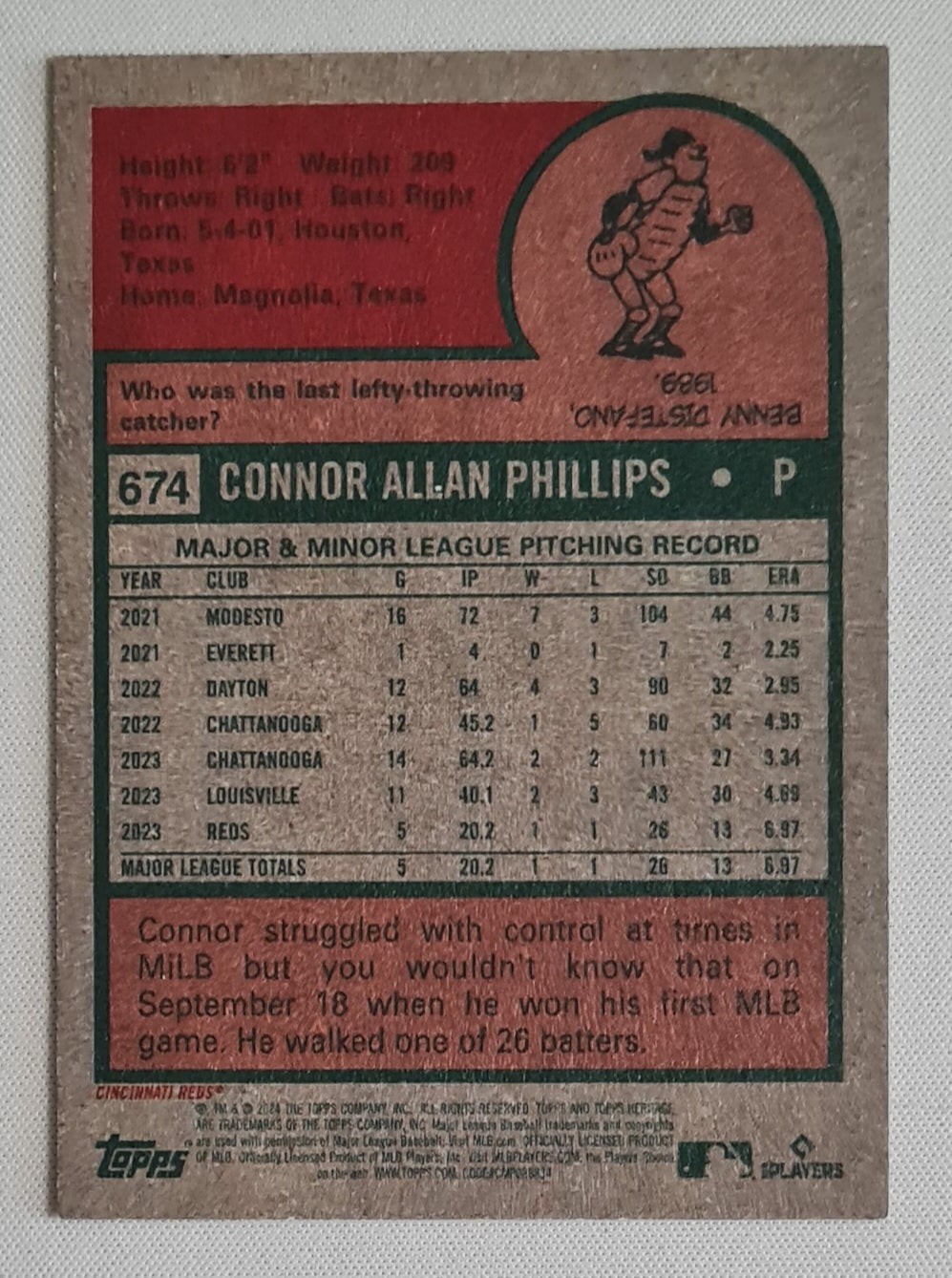 Connor Phillips - 2024 Topps Heritage #674 Cincinnati Reds