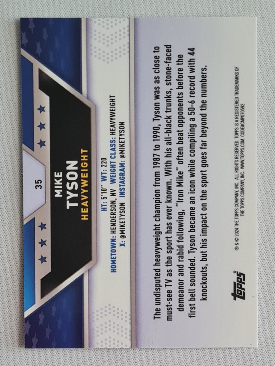 Mike Tyson - 2024 Topps Chrome Boxing #35