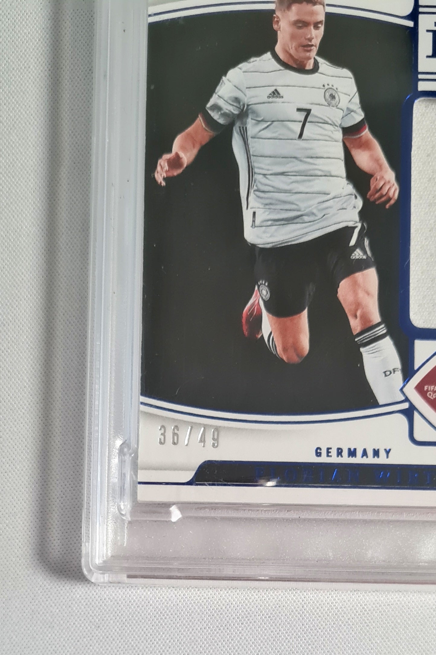 Florian Wirtz - 2022 National Treasures Road to Qatar Timeline Mat Sapphire /49 Patch PSA 8 #FW Germany