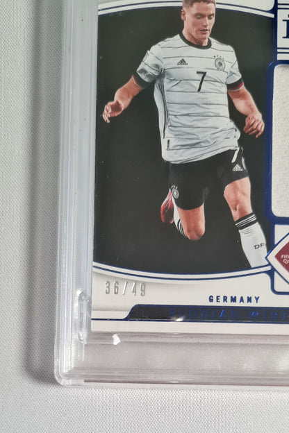 Florian Wirtz - 2022 National Treasures Road to Qatar Timeline Mat Sapphire /49 Patch PSA 8 #FW Germany
